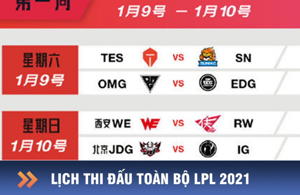 lịch thi đấu lpl 2021 chi tiết