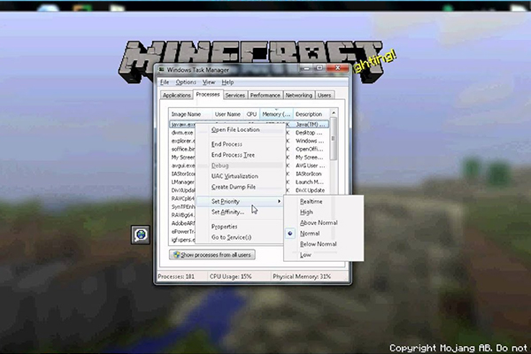 Lỗi Minecraft không đủ bộ nhớ