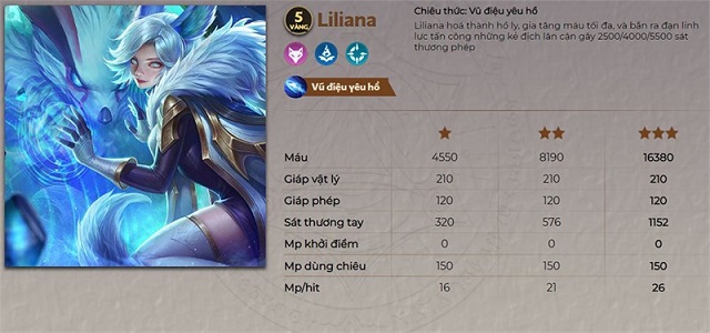 Tướng Liliana có vai trò chủ lực trong đội hình Cửu Vỹ